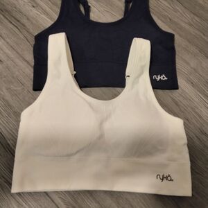 Ryka Navy and White Sports Bra 2 Pk Adjustable Removable Pads Size Large NWOT R2
